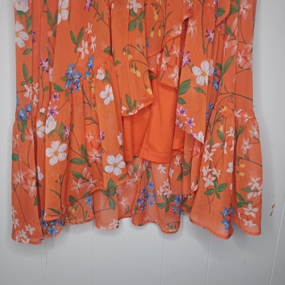 Calvin Klein Orange Floral High Low Dress - Picture 8 of 16